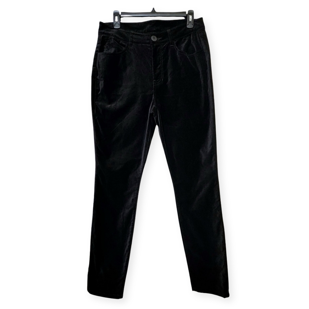 Cabi Gala Velvet High Rise Skinny Pants Size 8 Black # 4073 Stretch Cotton